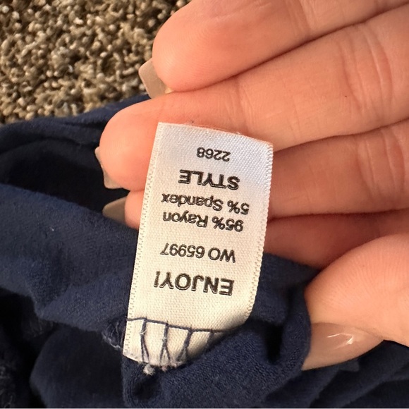Michael Stars Navy Blue Dolman Sleeve Top OS Stretchy Soft Minimalist Classy Tee - Picture 7 of 7